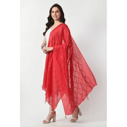 Generic Women's Chanderi Self Design Dupatta (Rani, Length:&nbsp;Free Size)