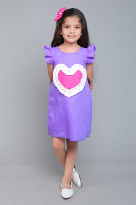 ColorBlock Heart A-Line Dress with Matching Clip - Purple-1-2Y / Purple
