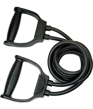 Double Toning Tube Exercise Resistance Toning Tube Bands with Handle Workout Band Physical Therapy Strength Training Resistance Pilates Tube Band Equipment Workout (Black), Pack of 1