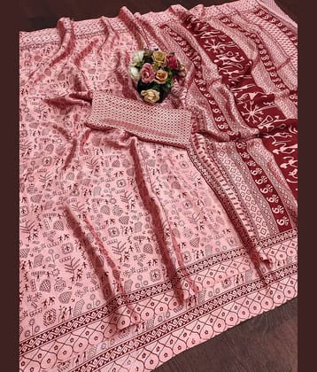 JIHANA FAB Chiffon Printed Bandhani Sarees With Unstitched Blouse Piece ( Multicolor 2 )