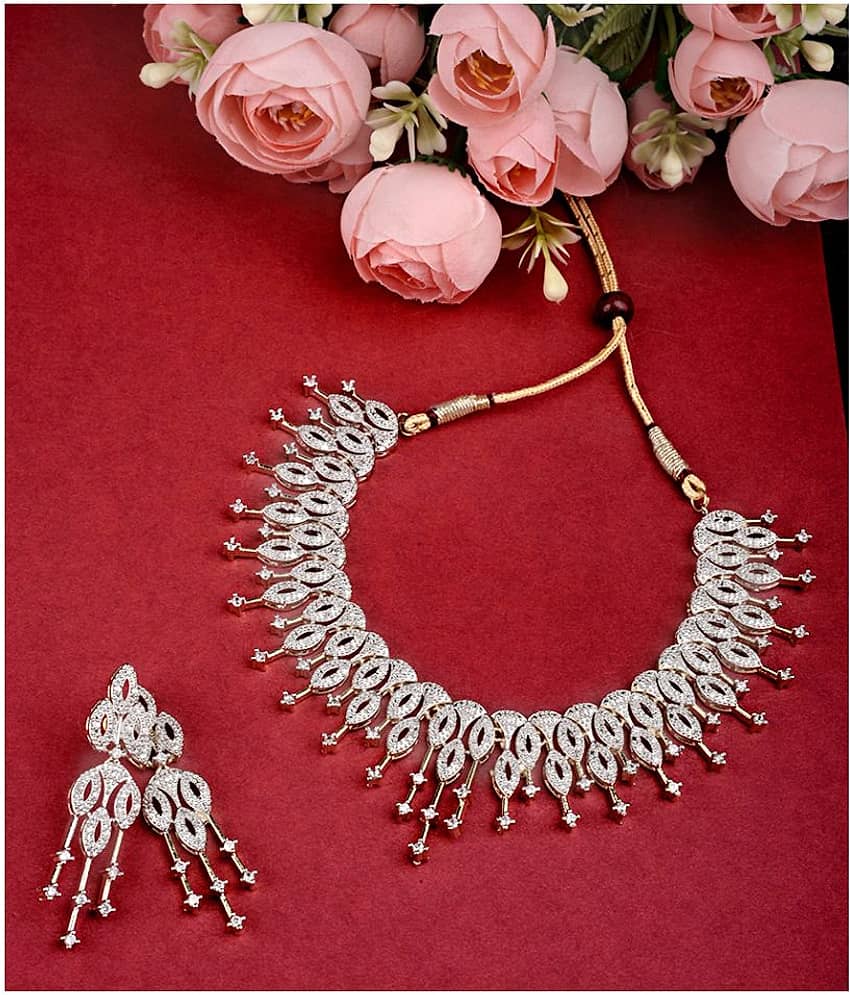 Navya Collections Alloy Golden Contemporary/Fashion Necklaces Set Choker