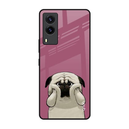 Funny Pug Face Glass Case For Vivo V21e