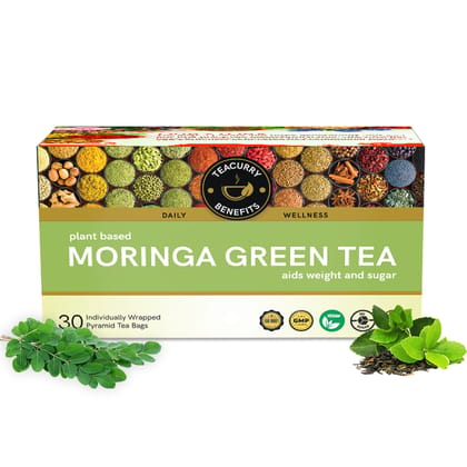 TEACURRY Moringa Green Tea (1 Month Pack, 30 Tea Bags) - Helps in Cholesterol, Weight Loss, Skin Glow TEACURRY Moringa Green Tea (1 Month Pack, 30 Tea Bags) - Helps in Cholesterol, Weight Loss, Skin Glow
