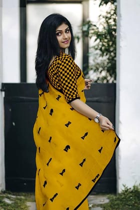 Pleasant Mustard Yellow Colored Partywear Embroidered Chanderi Silk Saree