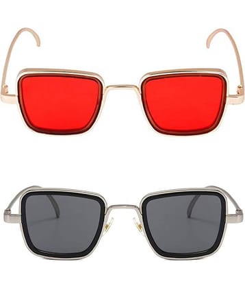 Kanny Devis - Gold Rectangular Sunglasses ( Pack of 2 )