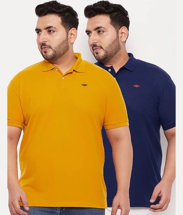 GET GOLF Pack of 2 Cotton Blend Regular Fit Solid Half Sleeves Men's Polo T Shirt ( Mustard )