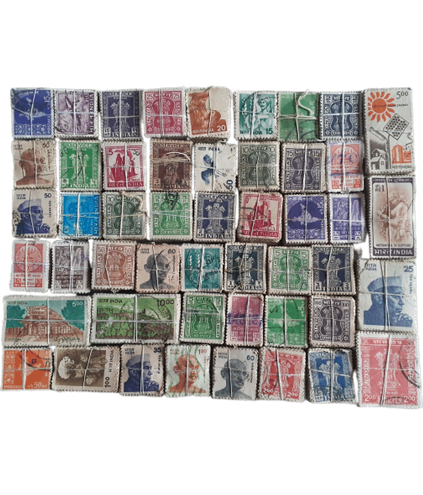 Collection of 50 Different Variety 5000 Indian Stamps Lot Commemorative and Definitive Grab Sale Collectible,,,,See Description for Details