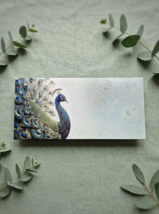 The Sapphire Peacock Envelope – Premium Designer Money Envelope for Wedding & Luxury Gifting