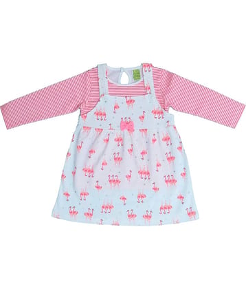 Clothe Funn Pack of 1 Baby Girls Cotton Dress ( White & Pink )
