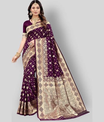 NENCY FASHION Banarasi Silk Saree With Stitched Blouse ( Maroon )
