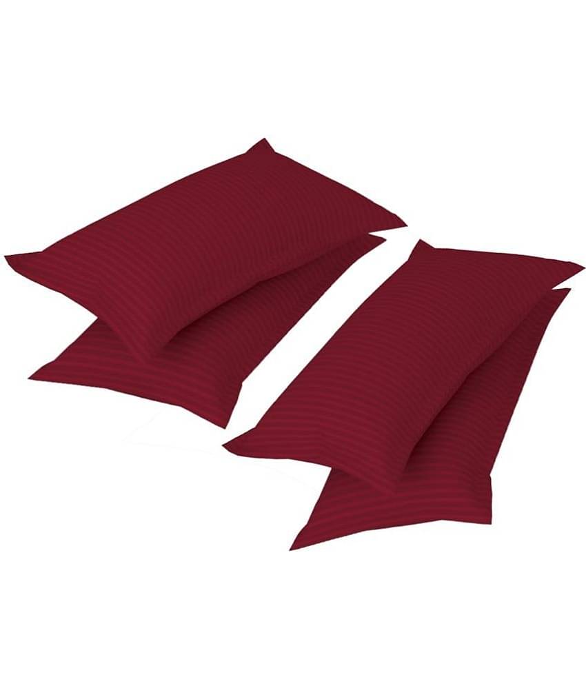 Handloomwala - Pack of 4 Poly Cotton Horizontal Striped Regular Pillow Cover ( 66.04 cm(26) x 43.18 cm(17) ) - Maroon