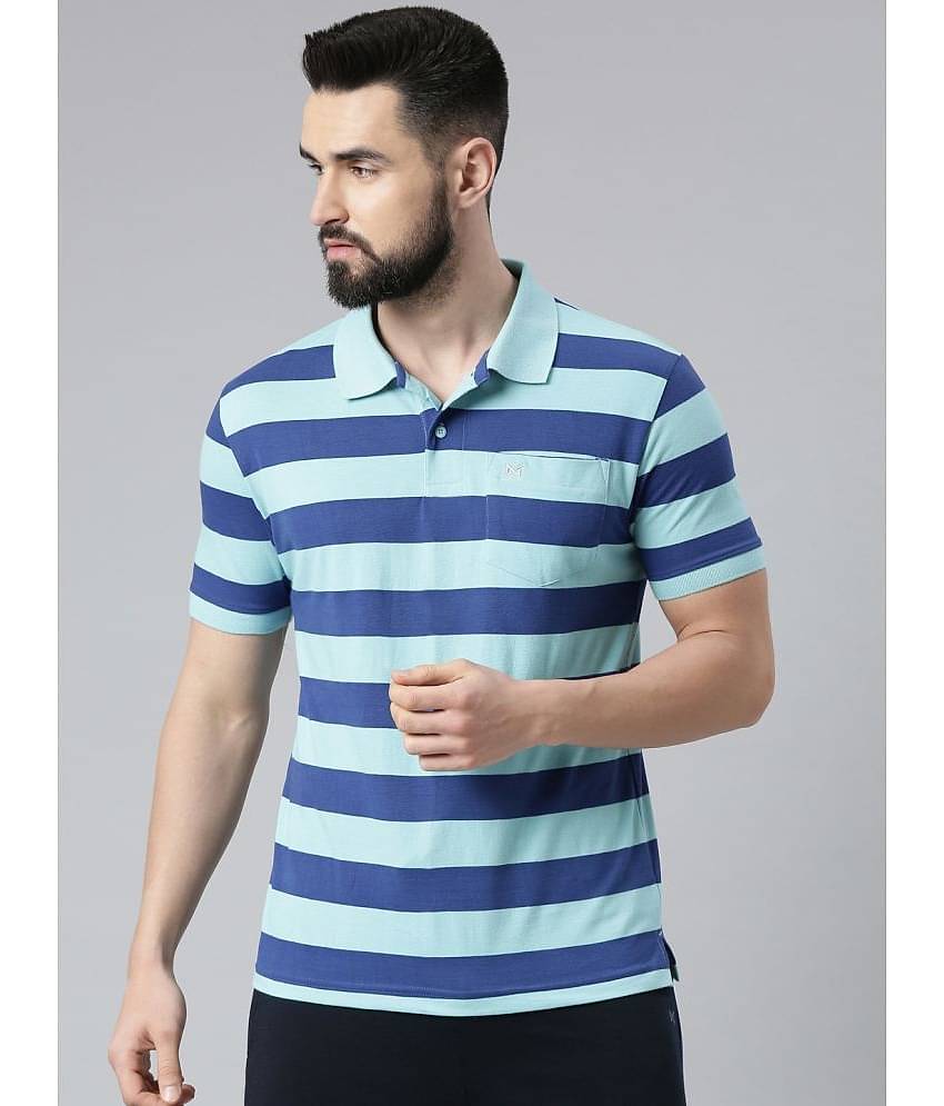 Force NXT Pack of 1 Cotton Blend Regular Fit Striped Half Sleeves Men's Polo T Shirt ( Multicolor )