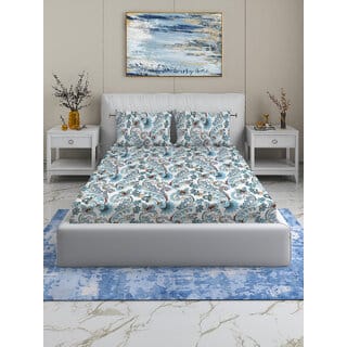 BEDZY Coral Collection Flat Double Bedsheet with 2 Pillow Covers