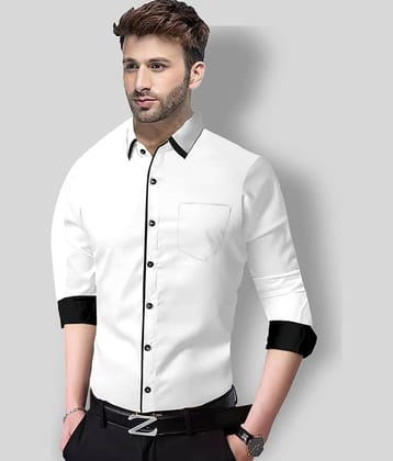 P&V - White Cotton Blend Slim Fit Men's Casual Shirt (Pack of 1)