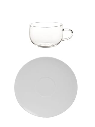 NATURALLYOURS Ceramic Cup and Saucer Set - Glass Cup for Coffee, Tea, and Hot Beverages | Perfect for Dinner Parties, Functions, Housewarming Stylish Drinkware Combo