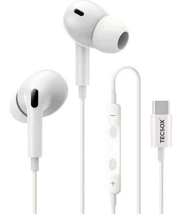 Tecsox Bassbuds Prime Type C Wired Earphone In Ear Low Latency White