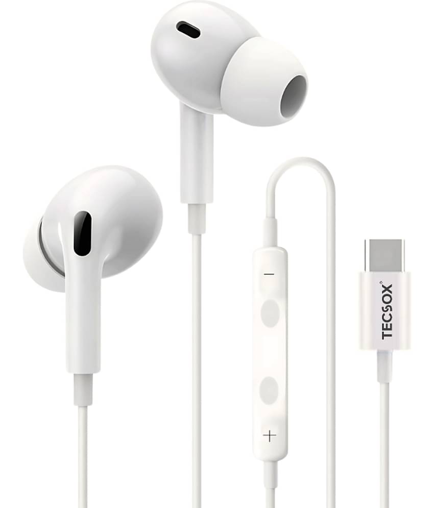 Tecsox Bassbuds Prime Type C Wired Earphone In Ear Low Latency White