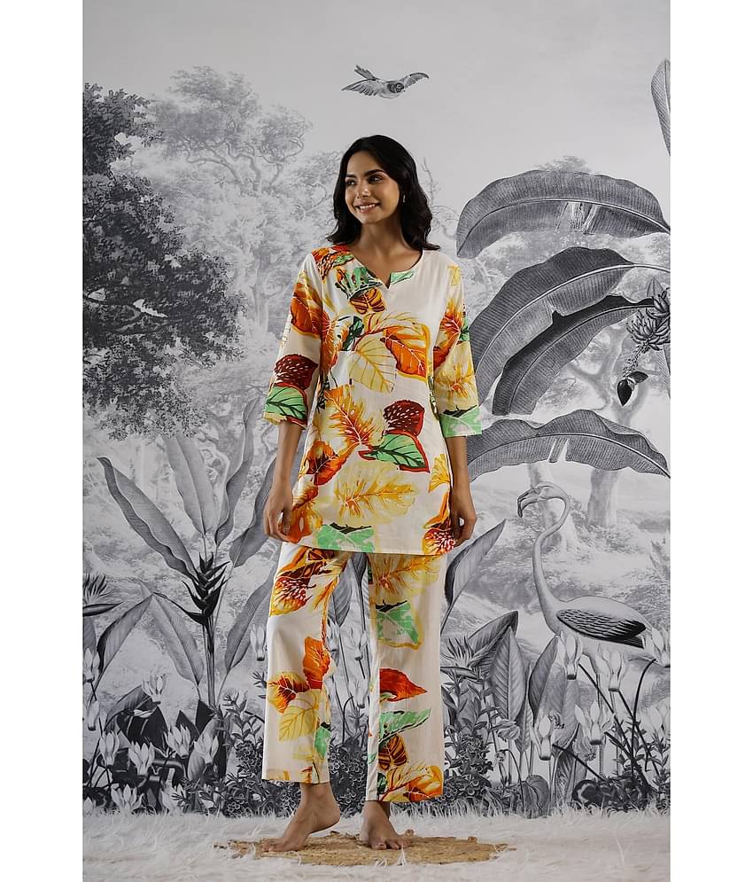 Label Flavia Women Printed Tunic With Trousers Co-Ord Set ( Multi Color )