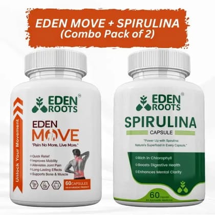 EDEN MOVE + SPIRULINA 60  Capsules Combo Pack Of 2 EDEN MOVE + SPIRULINA 60  Capsules Combo Pack Of 2