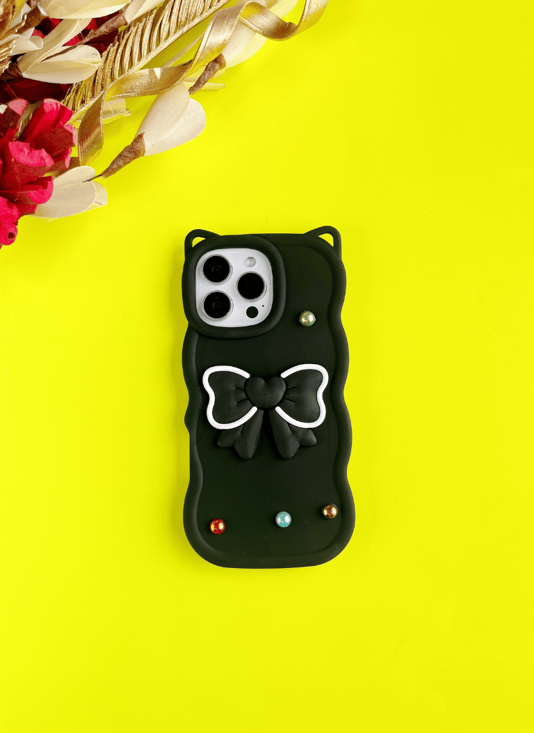 Black BowTied Babe Sling Case for iPhone 16 Pro Max