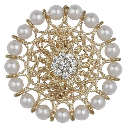 Gold-Plated Ethnic Rhinestones Studded Saree Pin