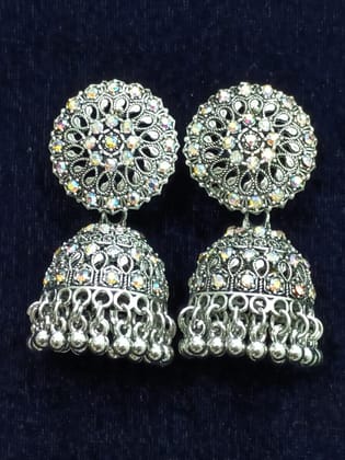 MRS RIGHT ALLOY SILVER  JHUMKA EARRING FOR WOMEN AND GIRLS