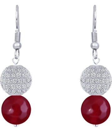 JFL - Jewellery For Less - Maroon Danglers Earrings ( Pack of 1 )