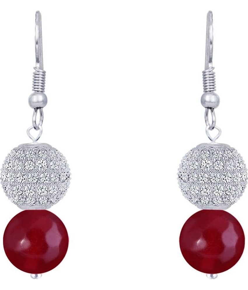 JFL - Jewellery For Less - Maroon Danglers Earrings ( Pack of 1 )