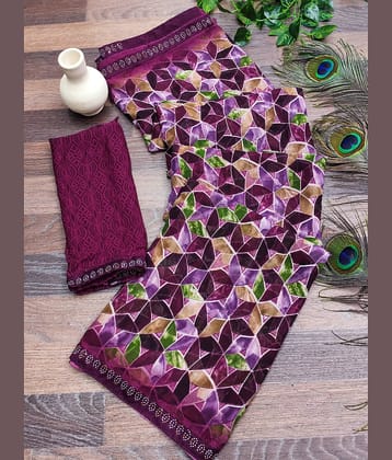 Kashvi Sarees Georgette Embellished Chanderi saree With Unstitched Blouse Piece ( Pink )