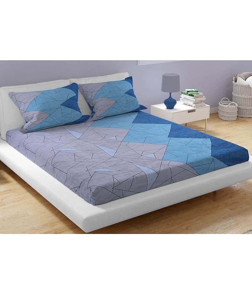 Aazeem Polyester 1 Double Bedsheet with 2 Pillow Covers ( Turquoise )