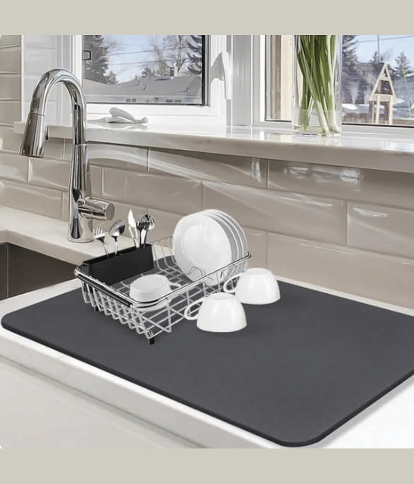 SKYVILLA™ DryMax Waterproof Dish Mat Countertop Protector Mat For Kitchen Drying Mat And Utensils Drying mat (40 x 60 cm)