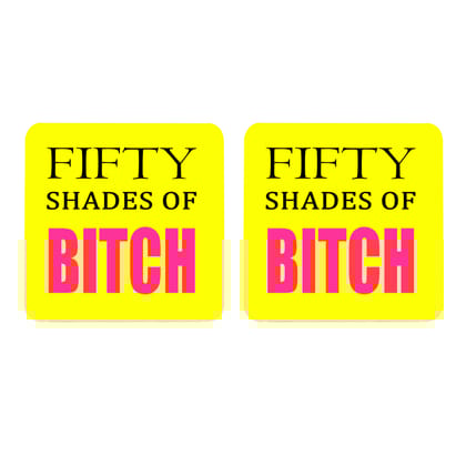 Multicolor 50 Shades Of Bitches Yellow Baground Set Of 2 Square Wooden Coaster