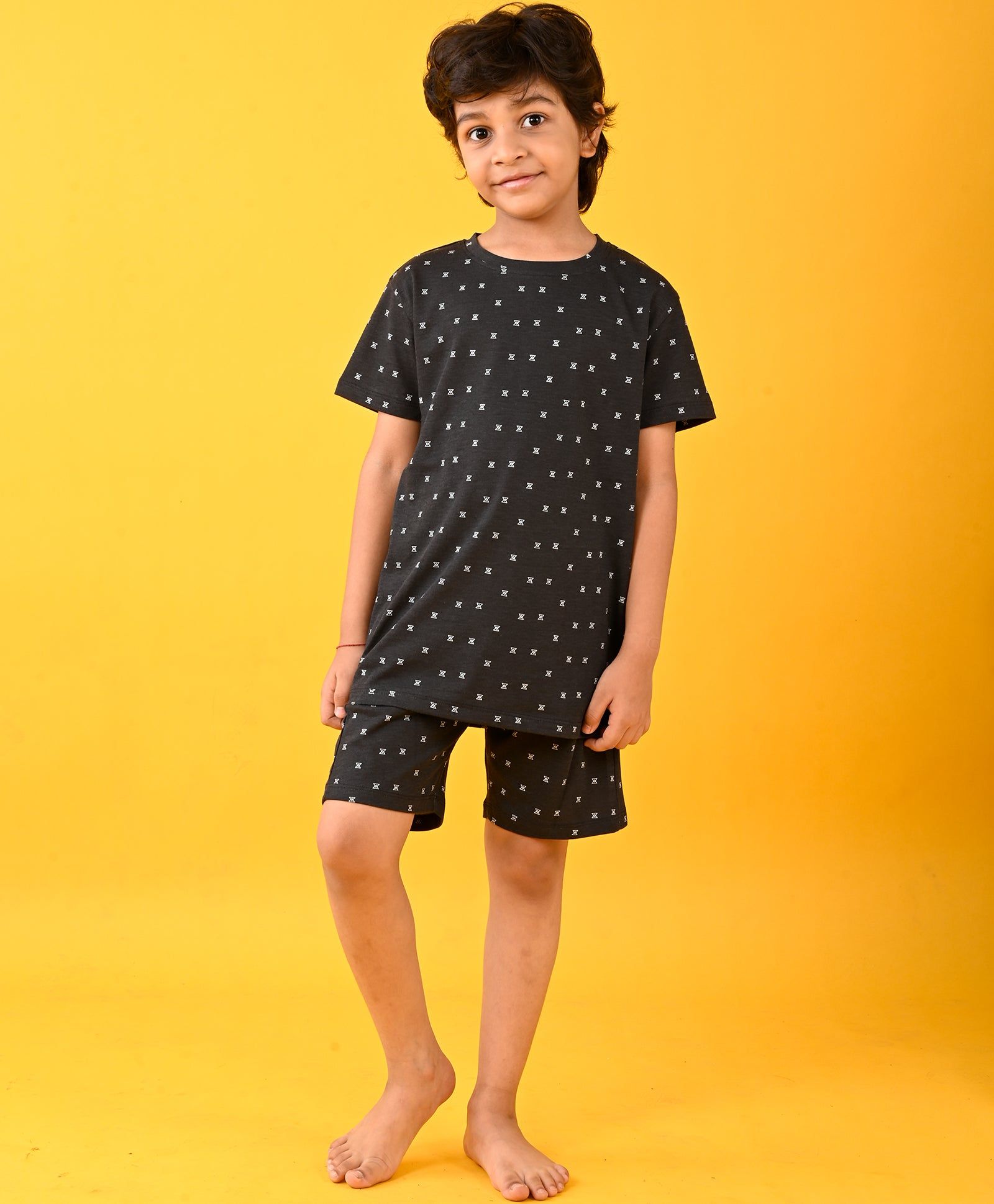 TIMER BLACK SLEEPWEAR SHORTS SET - BLACK-1-2 YEARS / 2N / BLACK