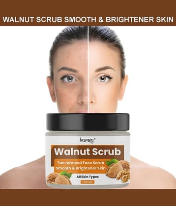 KURAIY Walnut Tan Removal Brightening & Revitalizing Face Scrub for All Skin Types 100g