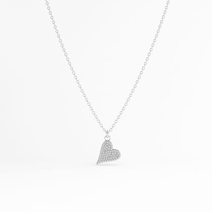 Tilted Heart Necklace-Silver Plated