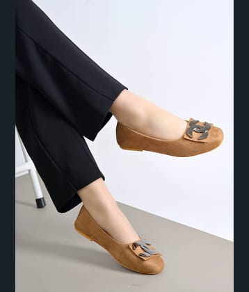 Shoetopia Tan Women's Casual Ballerinas