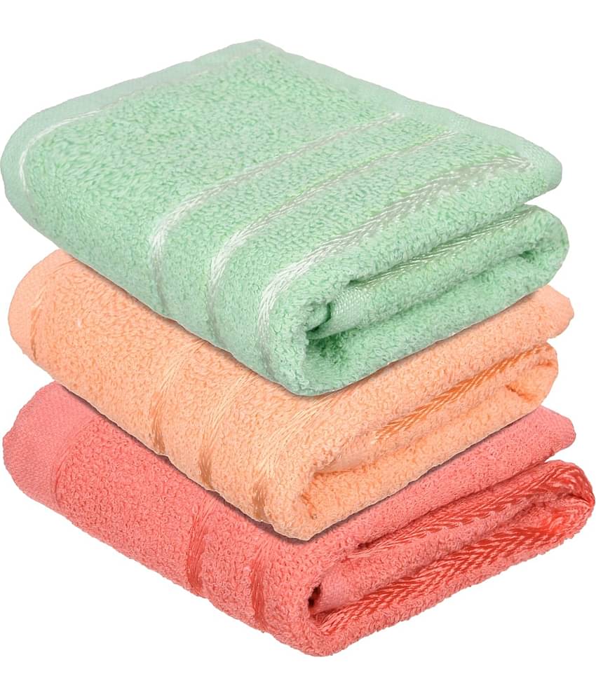 Swadesi E Shop Pack of 3 Cotton 351-400 -GSM Hand Towel ( Assorted )