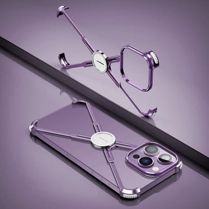 Luxury Metal Frame Shape Bumper Case By iSerieshub Compatible For iPhone-iPhone 14 Pro / Purple