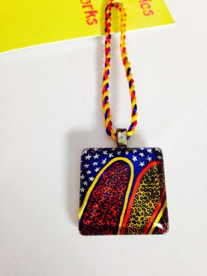 Starry Nites Domed Square with a lovely Color Burst reverse Glass Pendant