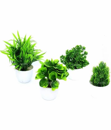 KanRaj - Green Wild Artificial Plants Bunch ( Pack of 4 )