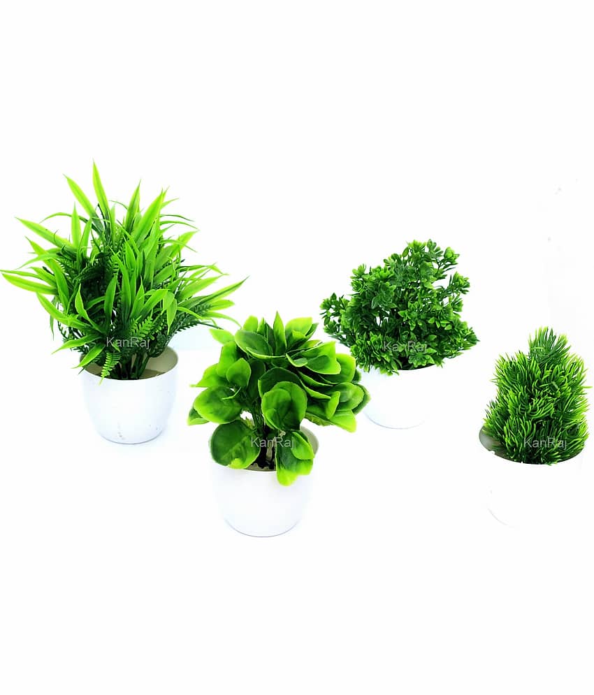 KanRaj - Green Wild Artificial Plants Bunch ( Pack of 4 )
