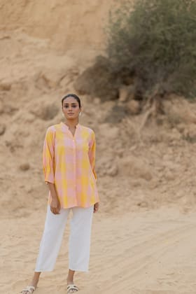 Pastel Sunrise Checkered Shirt-S