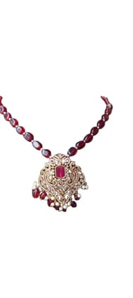 Red Beads Chain with Stones Locket