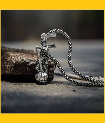 WTM Silver Chain With Bahubali Hanuman Ji Pendant (Pack of 1)