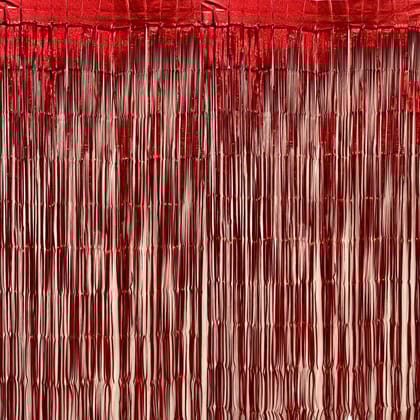 Textured Foil Red Curtain for Backdrop Decorations - 7FT X 3FT