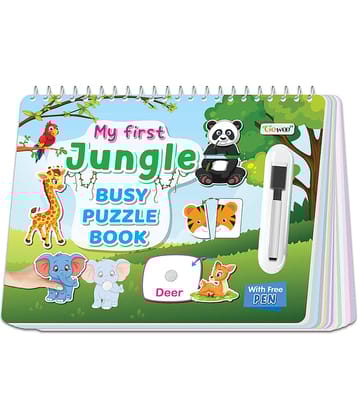 "My First Jungle Busy Puzzle Book : Activity Binder for Early Learning, Montessori book with with Hook and Loop, Spiral Binding Book, Splash and Tear-Proof - Interactive Learning for Toddlers and Preschoolers."