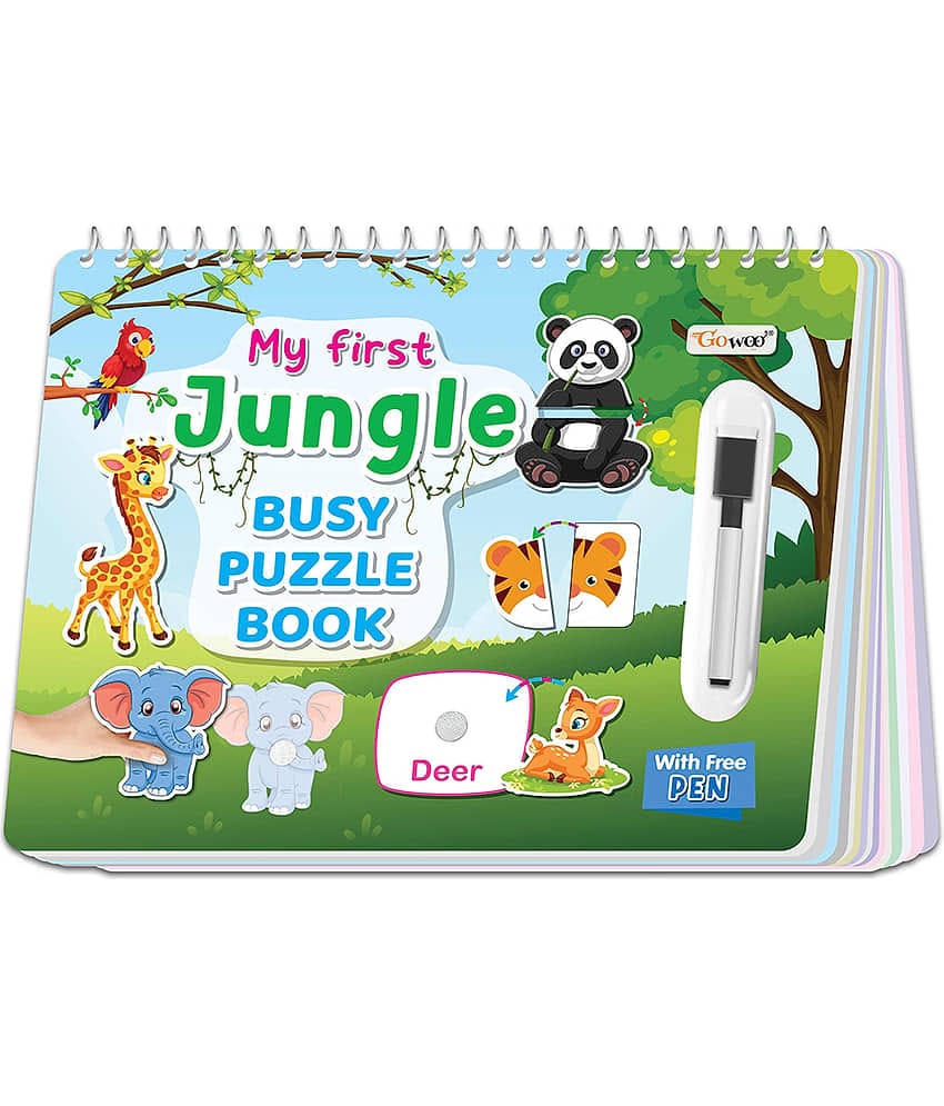 "My First Jungle Busy Puzzle Book : Activity Binder for Early Learning, Montessori book with with Hook and Loop, Spiral Binding Book, Splash and Tear-Proof - Interactive Learning for Toddlers and Preschoolers."