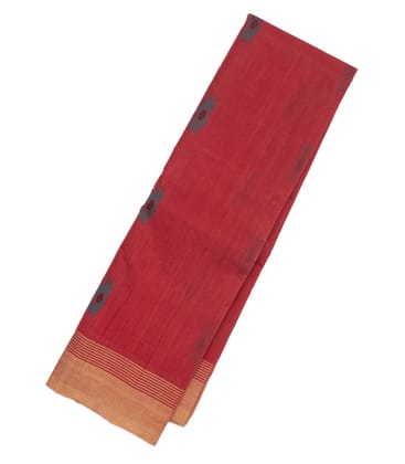Red Handloom Rasipuram Cotton Saree With Floral Buttas-Red