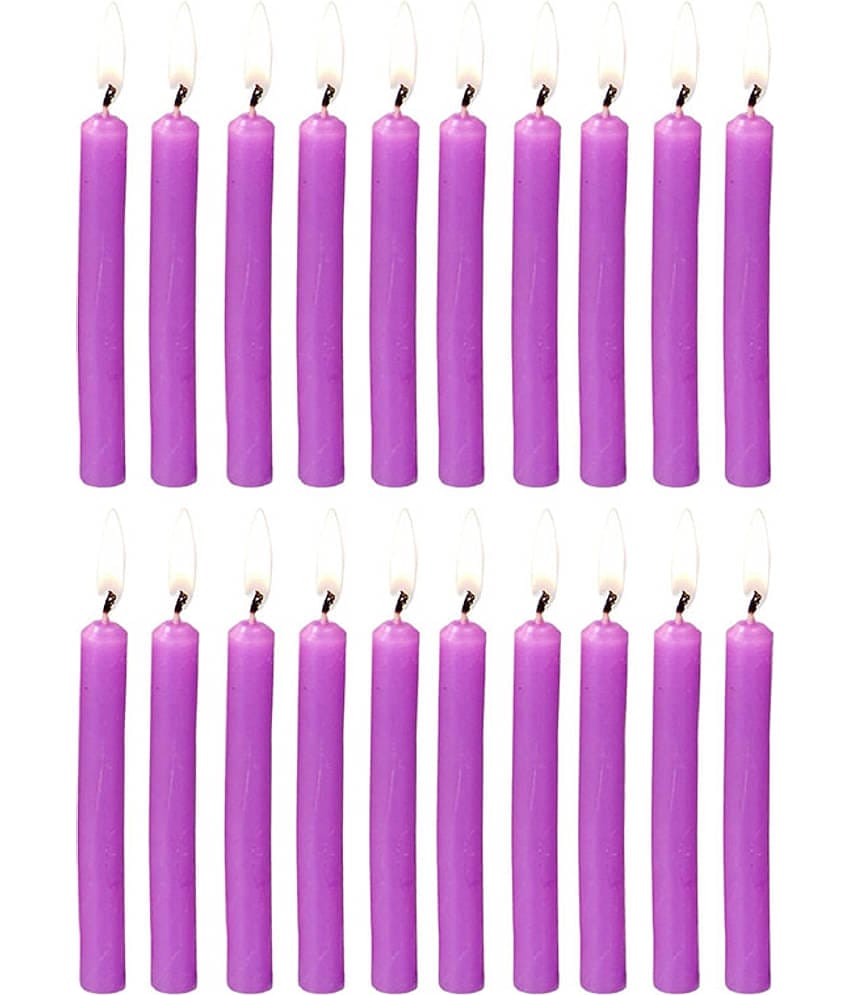 PROSPERRO LUMO - Purple Unscented Pillar Candle 10 cm ( Pack of 20 )