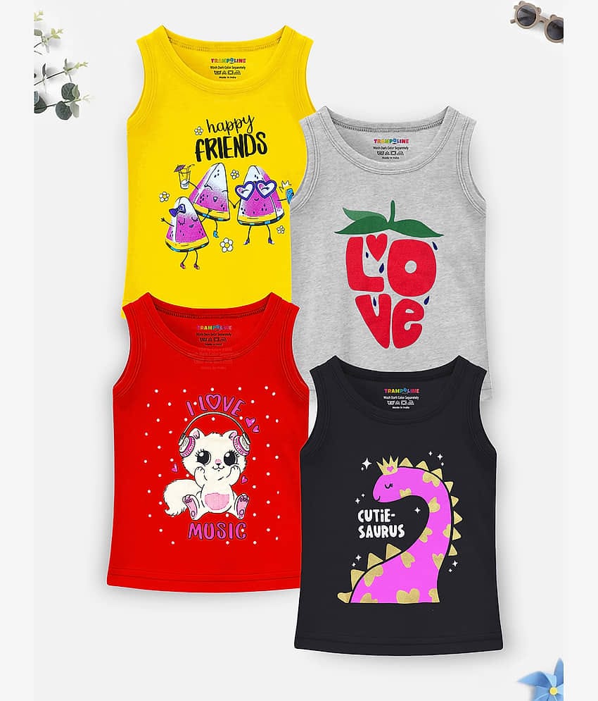 Trampoline Pack of 4 Girls Cotton Blend T-Shirt ( Multicolor )